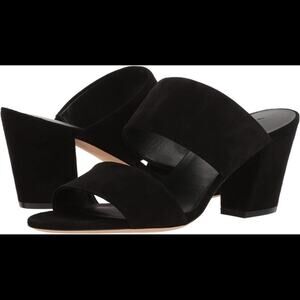 Vince Benetta black suede heeled sandals sz 8.5 leather sole